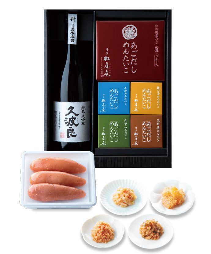 純米大吟醸・あごだしめんたいこ（うまくち）・こばこあごだしめんたいこ4種セット