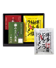 あごだしめんたいこ（うまくち）・めんたい高菜・博多ラーメン2種（あごだし柚子塩･とんこつ）ギフト