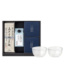 島原手延べ素麺3個・素麺つゆ・江戸硝子 小鉢2個ギフト