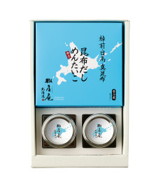 贈答用昆布だしめんたいこ・海鮮珍味2本（北海漬・北寄貝）ギフト