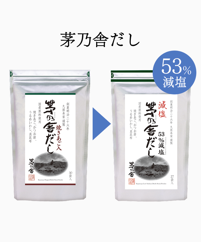 茅乃舎　減塩　茅乃舎だし　３個 減塩茅乃舎だし(27袋入)｜茅乃舎(かやのや)｜久原本家通販サイト（公式）