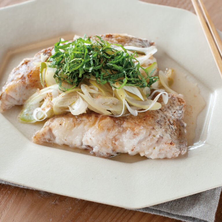 白身魚のだし酢蒸し焼き