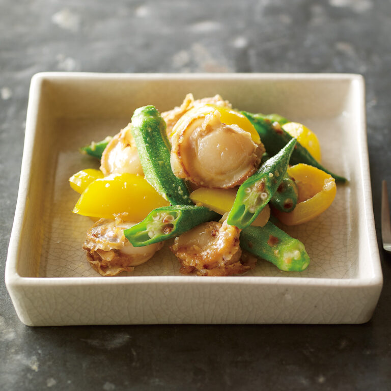 夏野菜とほたてのバター炒め