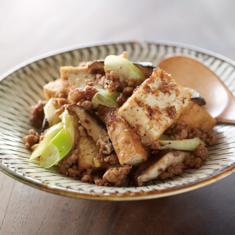 厚揚げとひき肉のだし炒め