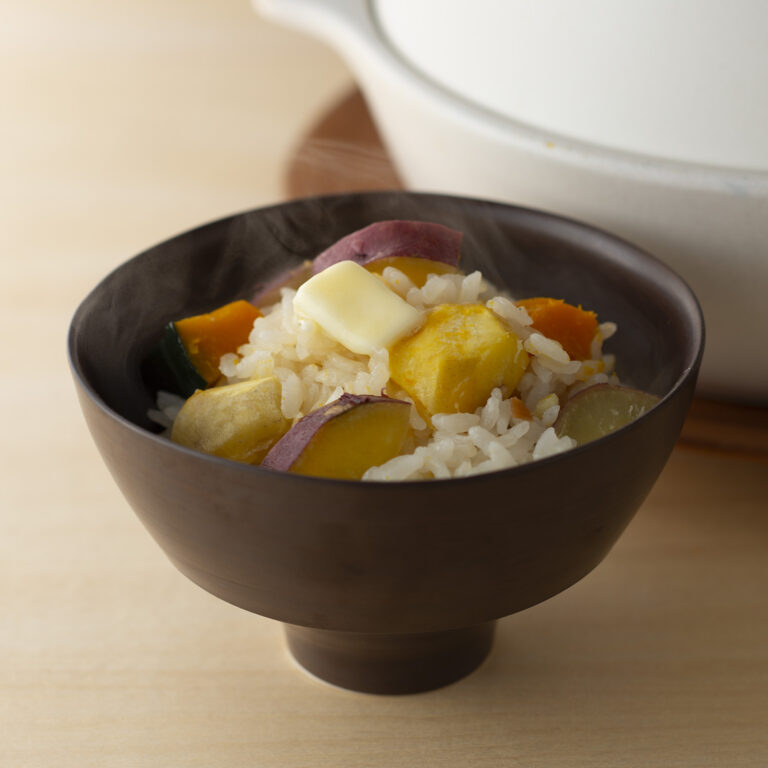 野菜だしのだし炊きごはん<br>栗とかぼちゃといも