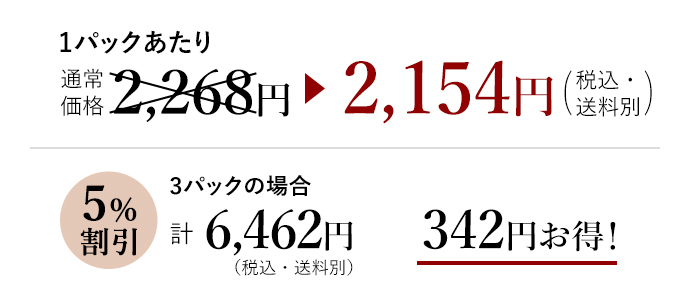 1パックあたり2,154円