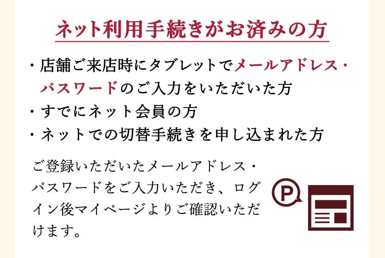 ネット利用手続きがお済みの方